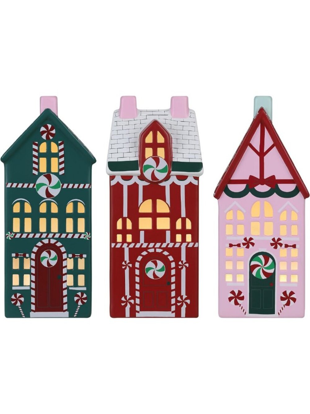 Lighted Ceramic Christmas Houses Set of 3 | Holiday Décor for Festive Home